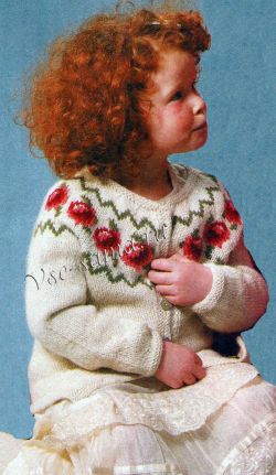 Жакет детский спицами с жаккардом на кокетке Жакет детский спицами с жаккардом на кокетке