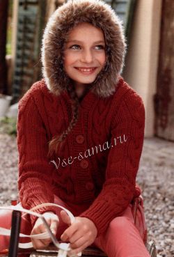 Жакет спицами с отделкой из элитного меха Жакет спицами с отделкой из элитного меха