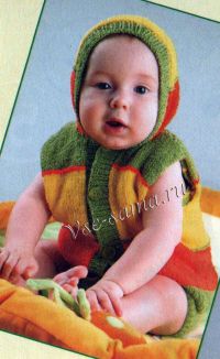 Жилет спицами с капюшоном Жилет спицами с капюшоном