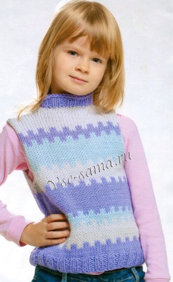 Жилетка для девочки с жаккардом, фото Жилетка для девочки с жаккардом, фото