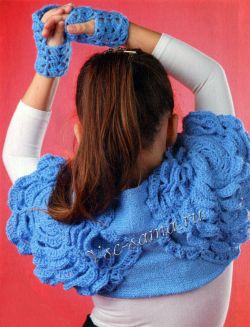 Ажурное болеро и митенки спицами и крючком Ажурное болеро и митенки спицами и крючком