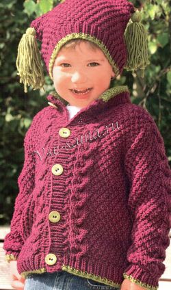 Жакет и шапочка жемчужным узором Жакет и шапочка жемчужным узором