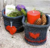 Корзинки спицами с сердечками Корзинки спицами с сердечками