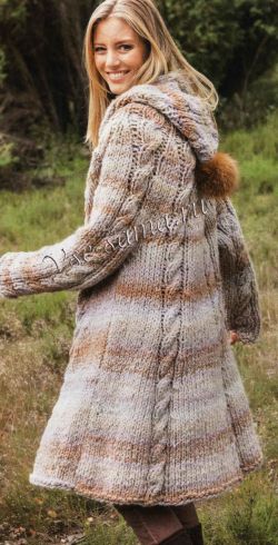 Пальто спицами с капюшоном Пальто спицами с капюшоном