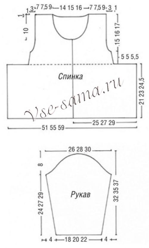 Выкройка для вязания жакета с цветами Выкройка для вязания жакета с цветами