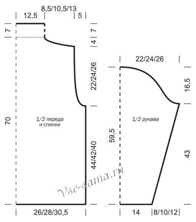 Выкройка для вязания мужского свитера