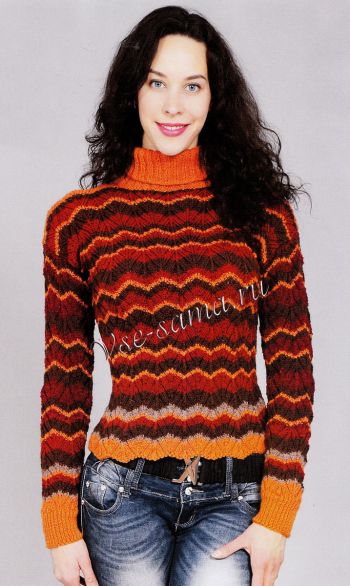 Полосатый свитер с воротом гольф, фото Полосатый свитер с воротом гольф, фото