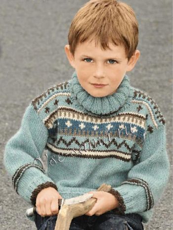 Свитер с воротником гольф и жаккардовой вставкой, фото Свитер с воротником гольф и жаккардовой вставкой, фото