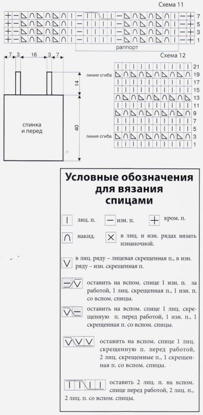 Выкройка и схема для вязания топа Выкройка и схема для вязания топа