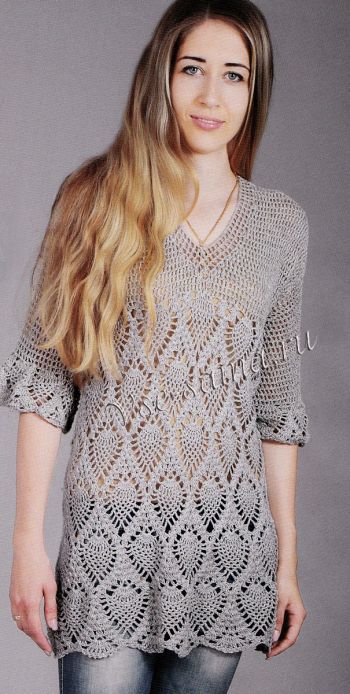 Серебристая туника крючком, фото Серебристая туника крючком, фото