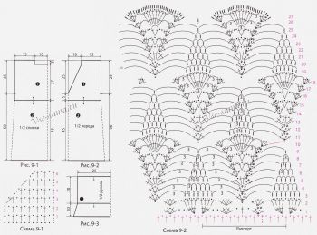 Схемы и выкройка для вязания серебристой туники Схемы и выкройка для вязания серебристой туники