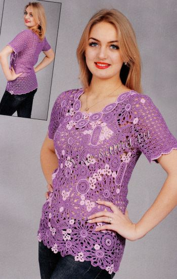 Сиреневый топ из ирландских мотивов, фото Сиреневый топ из ирландских мотивов, фото