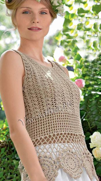 Топ бежевый крючком, фото Топ бежевый крючком, фото
