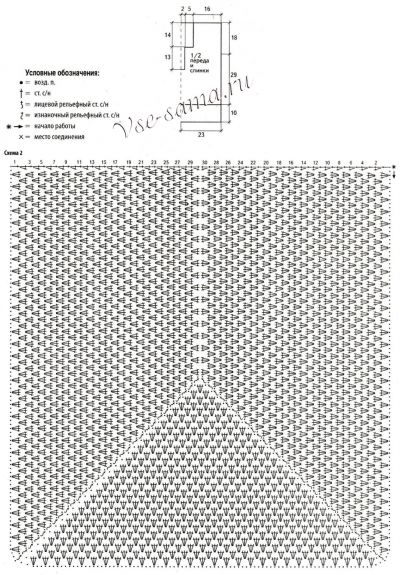 Схема 2, выкройка и условные обозначения Схема 2, выкройка и условные обозначения