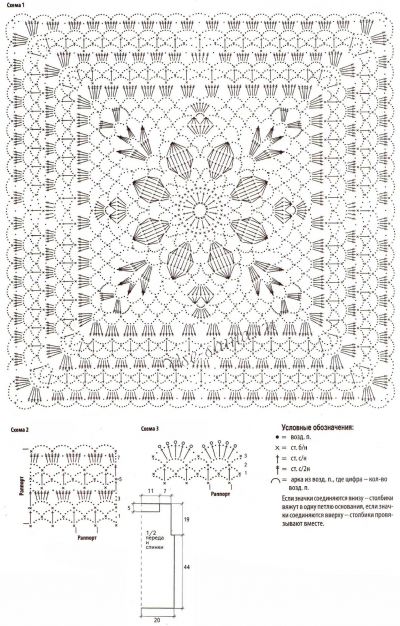 Схемы и выкройка для вязания топа с цветочным мотивом Схемы и выкройка для вязания топа с цветочным мотивом