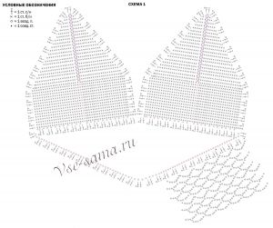 Схема 1 и условные обозначения для вязания топа Схема 1 и условные обозначения для вязания топа