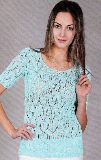 Голубой топ с ажурным узором, фото Голубой топ с ажурным узором, фото