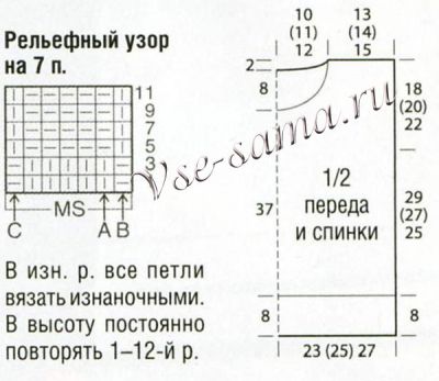 Схема и выкройка для вязания Схема и выкройка для вязания
