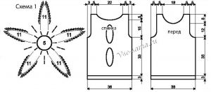 Схема мотива и выкройка для вязания майки Схема мотива и выкройка для вязания майки