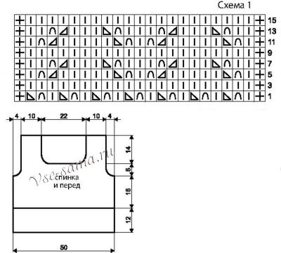 Схема и выкройка для вязания топа