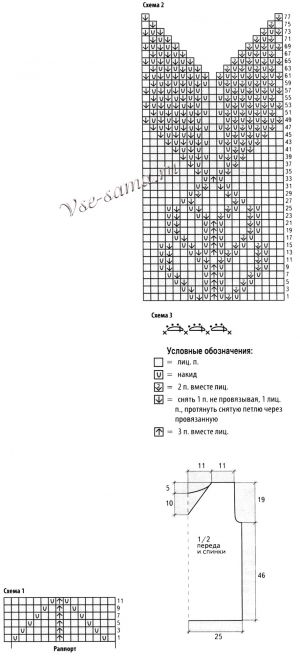 Схемы и выкройка для вязания топа Схемы и выкройка для вязания топа