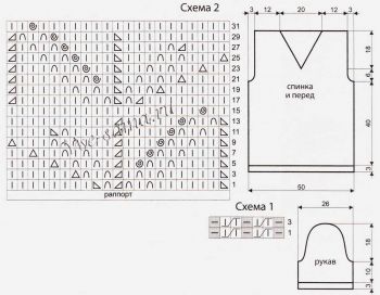 Схемы и выкройка для вязания топа Схемы и выкройка для вязания топа