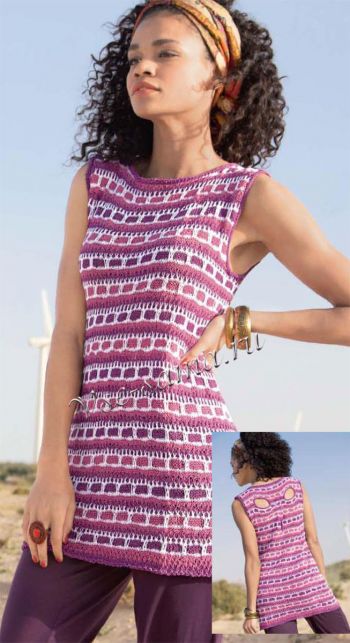 Удлиненный топ с узором из снятых петель, фото Удлиненный топ с узором из снятых петель, фото