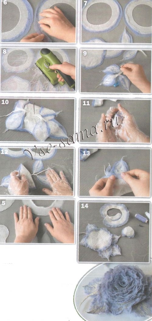 Описание валяния броши - роза, рис. 5-14 Описание валяния броши - роза, рис. 5-14