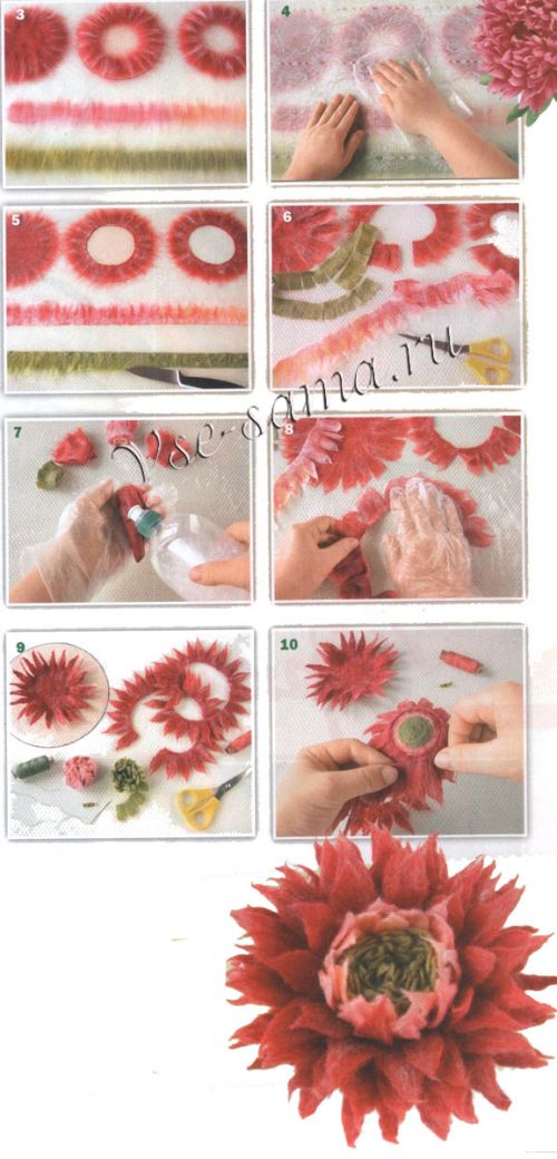 Валяние цветка - астра, рис. 3-10 Валяние цветка - астра, рис. 3-10