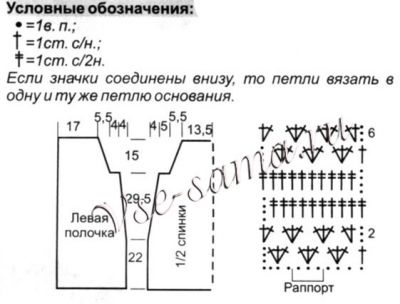 Ажурный жакет или жилет крючком, схема
