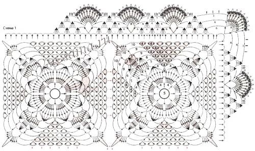 Схемы для вязания скатерти из элементов Схемы для вязания скатерти из элементов