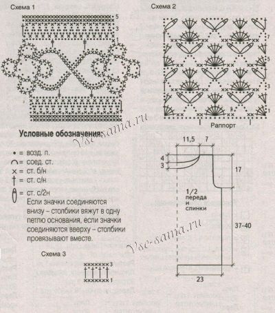 Голубой ажурный топ крючком, схема и выкройка Голубой ажурный топ крючком, схема и выкройка