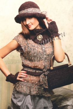 Шляпка, шарфик, сумка, пояс и митенки Шляпка, шарфик, сумка, пояс и митенки