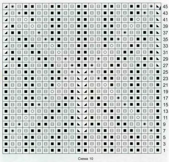 Схема 10 для вязания шарфа Схема 10 для вязания шарфа