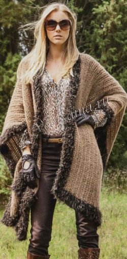 Накидка спицами из альпака Накидка спицами из альпака