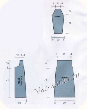 Выкройка для вязания пальто с широким воротником Выкройка для вязания пальто с широким воротником