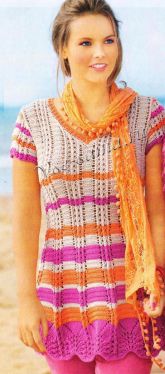 Полосатая ажурная туника Полосатая ажурная туника