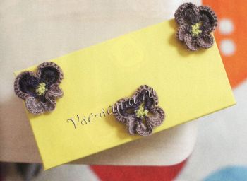 Украшение для коробки - анютины глазки, фото Украшение для коробки - анютины глазки, фото