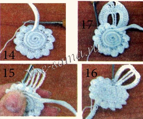 Элемент в технике ирландского кружева "Бутон", рис. 14-17 Элемент в технике ирландского кружева "Бутон", рис. 14-17