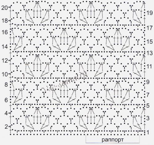Схема для вязания узора ажурного 16 Схема для вязания узора ажурного 16