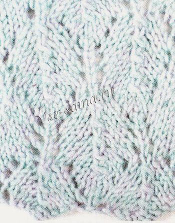 Узор спицами - листья по диагонали, фото Узор спицами - листья по диагонали, фото