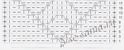 Схема для вязания узора - стаи птиц Схема для вязания узора - стаи птиц